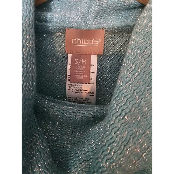 Chicos small medium teal blue ombre metallic sweater poncho new - Picture 5 of 5